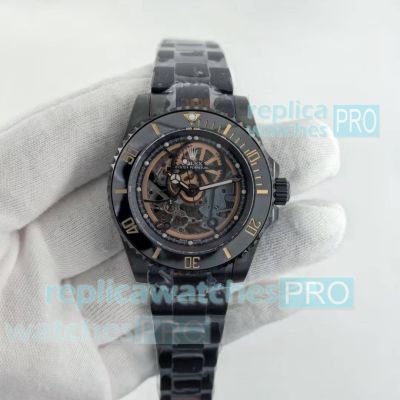 AAA Replica Rolex Submariner Skeleton Dial Andrea Pirlo Watch All Black 